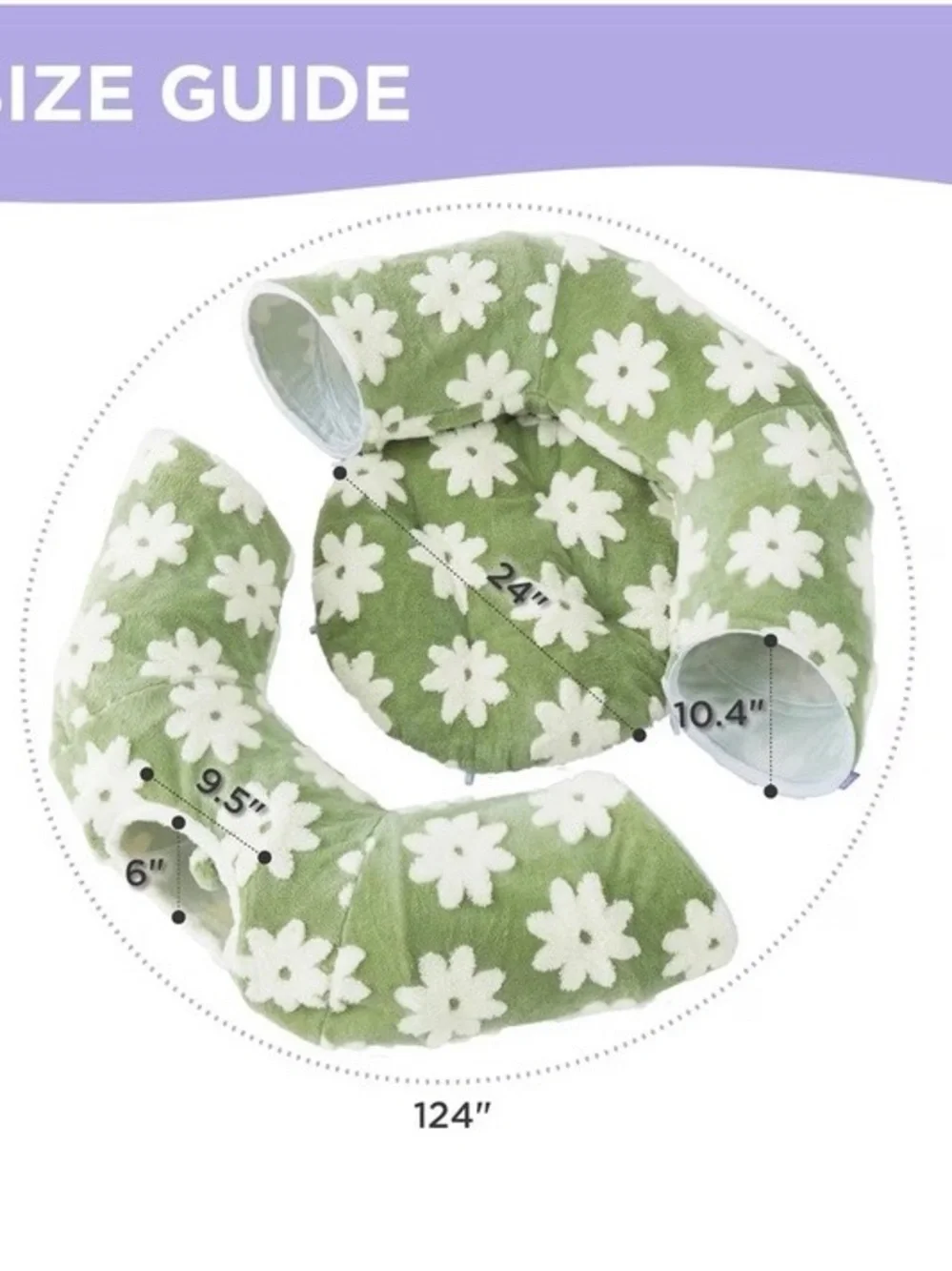BEDSURE Plush Green Daisy Cat Tunnel & Bed 💚🍃❗️🐈